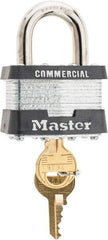 Master Lock - 15/16" Shackle Clearance, Keyed Different Padlock - 5/16" Shackle Width, 5/16" Shackle Diam, Laminated Steel - Industrial Tool & Supply