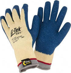 PIP - Size XL (10), ANSI Cut Lvl A4, Puncture Lvl 4, Abrasion Lvl 3, Latex Coated Cut Resistant Gloves - Palm & Fingers Coated, Kevlar Lining, Knit Wrist, Yellow/Blue, Paired - Industrial Tool & Supply