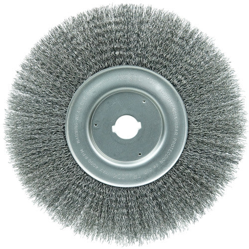 10″ Narrow Face Crimped Wire Wheel, .014″ Steel Fill, 1″ Arbor Hole - Exact Industrial Supply
