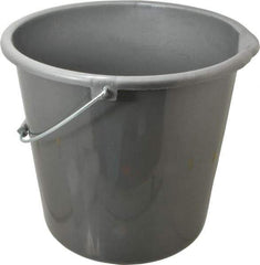 PRO-SOURCE - 10 Qt, Plastic Round Gray Single Pail with Pour Spout - Handle Included - Industrial Tool & Supply