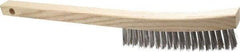 Made in USA - 3 Rows x 19 Columns Wire Scratch Brush - 6-1/4" Brush Length, 13-3/4" OAL, 1-1/8" Trim Length, Wood Toothbrush Handle - Industrial Tool & Supply
