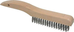 Made in USA - 4 Rows x 16 Columns Wire Scratch Brush - 10" OAL, 1-3/16" Trim Length, Wood Shoe Handle - Industrial Tool & Supply