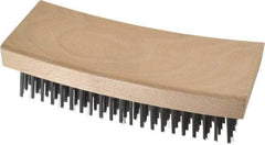 Made in USA - 9 Rows x 21 Columns Wire Scratch Brush - 7-1/4" OAL, 1-3/16" Trim Length, Wood Curved Handle - Industrial Tool & Supply