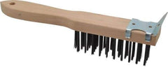 Made in USA - 4 Rows x 11 Columns Wire Scratch Brush - 5" Brush Length, 11" OAL, 1-3/4" Trim Length, Wood Toothbrush Handle - Industrial Tool & Supply
