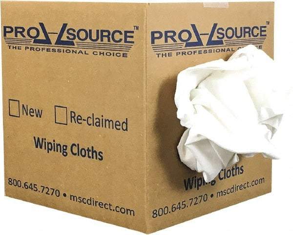 PRO-SOURCE - Virgin Cotton T-Shirt Rag - Low-Lint, White, 3 to 4 Pieces per Lb, Comes in Box - Industrial Tool & Supply