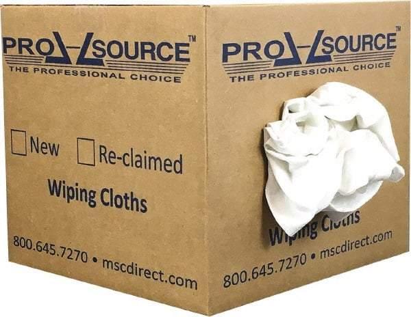 PRO-SOURCE - Virgin Cotton T-Shirt Rag - Lint-Free, White, 3 to 4 Pieces per Lb, Comes in Box - Industrial Tool & Supply