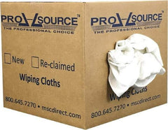 PRO-SOURCE - Virgin Cotton T-Shirt Rag - Lint-Free, White, 3 to 4 Pieces per Lb, Comes in Box - Industrial Tool & Supply