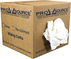 PRO-SOURCE - Reclaimed Cotton T-Shirt Rag - Low Lint, White, 3 to 4 Pieces per Lb, Comes in Box - Industrial Tool & Supply