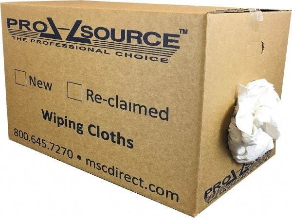 PRO-SOURCE - Reclaimed Cotton T-Shirt Rag - Low Lint, White, 3 to 4 Pieces per Lb, Comes in Box - Industrial Tool & Supply