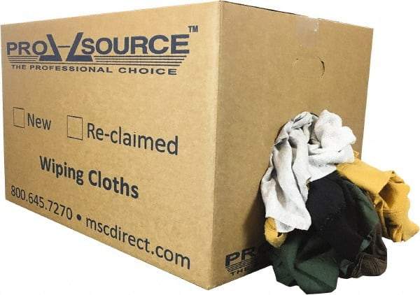 PRO-SOURCE - Reclaimed Rags - Assorted Colors, Fleece and Sweatshirt, Low Lint, Box - Industrial Tool & Supply