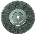10" - Diameter Narrow Face Crimped Wire Wheel; .014" Steel Fill; 1-1/4" Arbor Hole - Industrial Tool & Supply