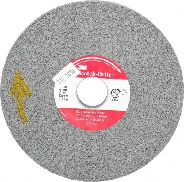 3M - 6" Diam, 1/2" Face Width, 1" Center Hole, Fine Grade, Silicon Carbide Deburring Wheel - Convolute, Hard Density 8 Grade, 6,000 RPM - Industrial Tool & Supply