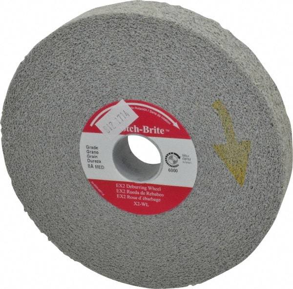 3M - 6" Diam, 1" Face Width, 1" Center Hole, Medium Grade, Aluminum Oxide Deburring Wheel - Convolute, Hard Density 8 Grade, 6,000 RPM - Industrial Tool & Supply