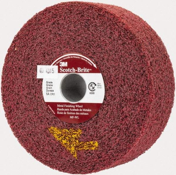 3M - 6" Diam, 2" Face Width, 1" Center Hole, Coarse Grade, Aluminum Oxide Deburring Wheel - Convolute, Medium Density 5 Grade, 6,000 RPM - Industrial Tool & Supply