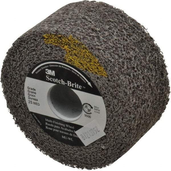 3M - 4" Diam, 2" Face Width, 1" Center Hole, Medium Grade, Silicon Carbide Deburring Wheel - Convolute, Soft Density 2 Grade, 9,000 RPM - Industrial Tool & Supply