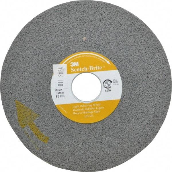 3M - 6" Diam, 1/2" Face Width, 1" Center Hole, Fine Grade, Silicon Carbide Deburring Wheel - Convolute, Soft Density 6 Grade, 6,000 RPM - Industrial Tool & Supply