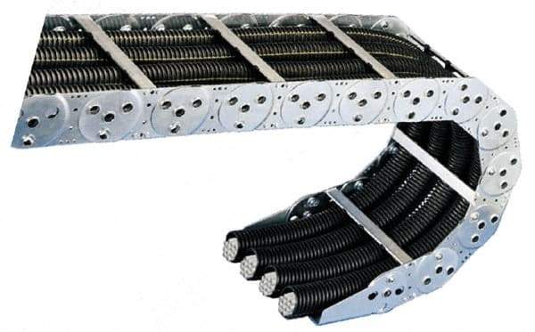 KabelSchlepp - 3 Ft. Long, Steel, Fixed Open Cable and Hose Carrier - 3.34 Inch Inside Width x 1.22 Inch Inside Height, 4.13 Inch Outside Width x 1.97 Inch Outside Height, 6.1 Inch Bend Radius - Industrial Tool & Supply