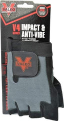 Valeo - Size M (8-9) Split Cowhide Anti-Vibration/Impact Protection Work Gloves - For General Purpose, Uncoated, Hook & Loop Cuff, Fingerless, Black, Paired - Industrial Tool & Supply