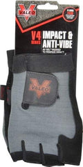 Valeo - Size XL (10-11) Split Cowhide Anti-Vibration/Impact Protection Work Gloves - For General Purpose, Uncoated, Hook & Loop Cuff, Fingerless, Black, Paired - Industrial Tool & Supply