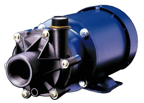 Finish Thompson - 5 HP, 77 Shut Off Feet, PVDF, Carbon and Viton Magnetic Drive Pump - 3 Phase - Industrial Tool & Supply