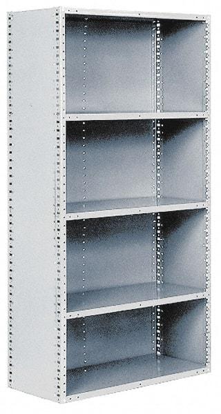 Hallowell - 7 Shelf, 800 Lb. Capacity, Closed Shelving Add-On Unit - 36 Inch Wide x 24 Inch Deep x 87 Inch High, Gray - Industrial Tool & Supply