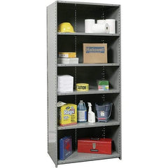 Hallowell - 6 Shelf, 800 Lb. Capacity, Closed Shelving Starter Unit - 36 Inch Wide x 24 Inch Deep x 87 Inch High, Gray - Industrial Tool & Supply