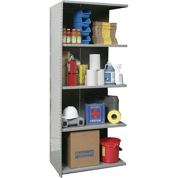 Hallowell - 5 Shelf, 800 Lb. Capacity, Closed Shelving Add-On Unit - 36 Inch Wide x 24 Inch Deep x 87 Inch High, Gray - Industrial Tool & Supply