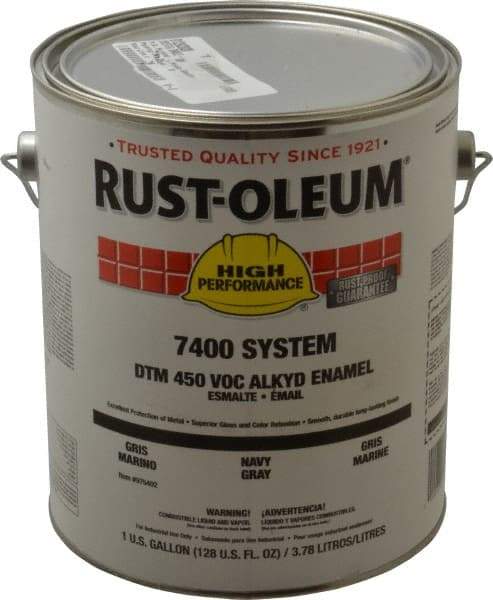 Rust-Oleum - 1 Gal Navy Gray Gloss Finish Alkyd Enamel Paint - Interior/Exterior, <450 gL VOC Compliance - Industrial Tool & Supply