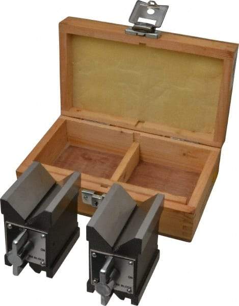 Value Collection - 4.76 to 2-3/4" Capacity, 90° Angle, Steel V-Block - 3-3/16" Long x 2-3/8" Wide x 3-3/4" High, Sold as Matched Pair - Industrial Tool & Supply