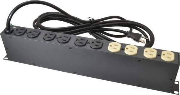 Tripp-Lite - 12 Outlets, 120 Volts, 15 Amps, 15' Cord, Power Outlet Strip - Rack Mount, 5-15P NEMA Configuration, 17-1/2" Strip, ANSI C62.41, IEEE 587, IEEE 587 Category A Specifications, IEEE 587 Category B Specifications, UL1449 3rd Edition - Industrial Tool & Supply