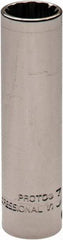 Proto - 1/4" Drive, 3/8" Socket, Spline Socket - 12 Points, 2" OAL - Industrial Tool & Supply
