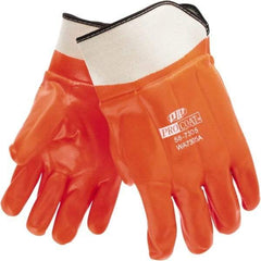 PRO-SAFE - Size L (9), 11" Long, PVC Chemical Resistant Gloves - Smooth Finish, Foam Lined, Safety Cuff, Orange - Industrial Tool & Supply