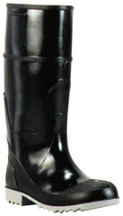 Winter Walking - Size 9 Steel Work Boot - Black, Gray, Polyurethane, PVC Upper, Rubber Outsole, 16" High, Chemical Resistant, Non-Slip, Waterproof - Industrial Tool & Supply