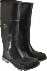 Winter Walking - Size 9 Plain Work Boot - Black, Gray, Polyurethane, PVC Upper, Rubber Outsole, 16" High, Chemical Resistant, Non-Slip, Waterproof - Industrial Tool & Supply