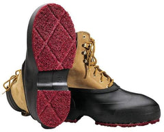 Winter Walking - Men's 6-7.5 (Women's 8-9.5) Traction Overshoes - 4" High, Plain Toe, Nonslip Sole, Rubber Upper, Black - Industrial Tool & Supply