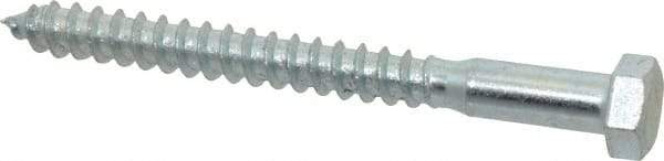 Value Collection - 3/8" Screw, 4" Length Under Head, Steel, Hex Head Lag Screw - Zinc Plated, Grade 2 - Industrial Tool & Supply
