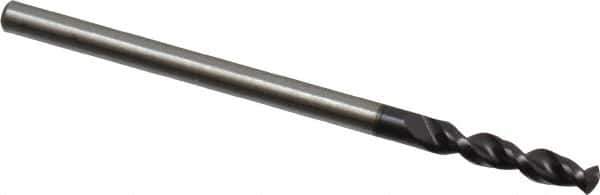 Accupro - 0.0827" 130° Parabolic Flute Cobalt Screw Machine Drill Bit - TiAlN Finish, Right Hand Cut, 0.472" Flute Length, 1.496" OAL, Split Point, Straight Shank - Industrial Tool & Supply