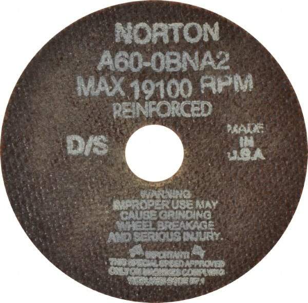 Norton - 4" 60 Grit Aluminum Oxide Cutoff Wheel - 0.035" Thick, 3/4" Arbor, 19,100 Max RPM, Use with Die Grinders - Industrial Tool & Supply