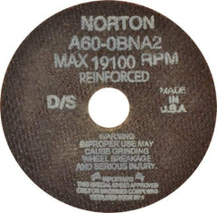 Norton - 4" 60 Grit Aluminum Oxide Cutoff Wheel - 0.035" Thick, 3/4" Arbor, 19,100 Max RPM, Use with Die Grinders - Industrial Tool & Supply