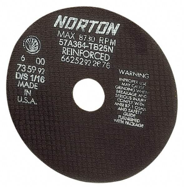 Norton - 20" 24 Grit Aluminum Oxide Cutoff Wheel - 5/32" Thick, 1" Arbor, 2,710 Max RPM, Use with Stationary Tools - Industrial Tool & Supply