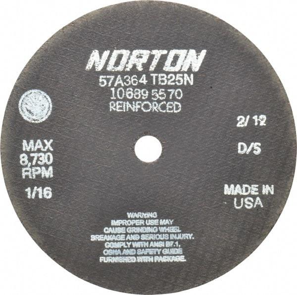 Norton - 7" 36 Grit Aluminum Oxide Cutoff Wheel - 1/16" Thick, 5/8" Arbor, 8,730 Max RPM, Use with Circular Saws - Industrial Tool & Supply