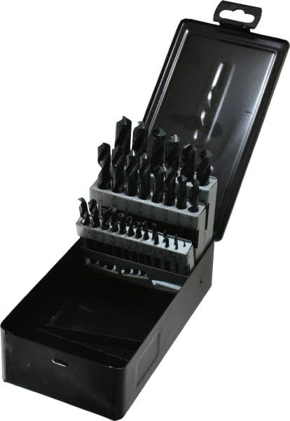 Interstate - 1/16 to 1/2", 118° Point, Oxide Finish, High Speed Steel Screw Machine Length Drill Bit Set - Industrial Tool & Supply