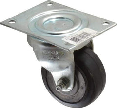 Fairbanks - 3" Diam x 1-3/8" Wide x 4" OAH Top Plate Mount Swivel Caster - Rubber, 170 Lb Capacity, Roller Bearing, 3-1/8 x 4-1/8" Plate - Industrial Tool & Supply