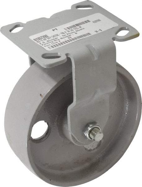 Fairbanks - 6" Diam x 2" Wide x 7-1/4" OAH Top Plate Mount Rigid Caster - Semi-Steel, 1,200 Lb Capacity, Roller Bearing, 4 x 4-1/2" Plate - Industrial Tool & Supply