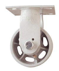 Fairbanks - 8" Diam x 2" Wide x 9-1/2" OAH Top Plate Mount Rigid Caster - Polyurethane, 1,200 Lb Capacity, Roller Bearing, 4-1/2 x 6-1/4" Plate - Industrial Tool & Supply