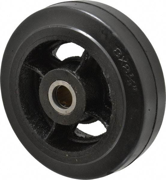 Fairbanks - 8 Inch Diameter x 2-1/2 Inch Wide, Rubber Caster Wheel - 1,300 Lb. Capacity, 2-3/4 Inch Hub Length, 1 Inch Axle Diameter, Roller Bearing - Industrial Tool & Supply