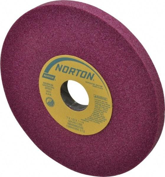 Norton - 7" Diam x 1-1/4" Hole x 1/2" Thick, I Hardness, 46 Grit Surface Grinding Wheel - Aluminum Oxide, Type 1, Coarse Grade, 3,600 Max RPM, Vitrified Bond, No Recess - Industrial Tool & Supply
