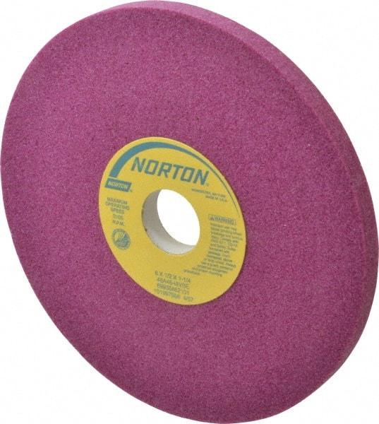 Norton - 8" Diam x 1-1/4" Hole x 1/2" Thick, I Hardness, 46 Grit Surface Grinding Wheel - Aluminum Oxide, Type 1, Coarse Grade, 3,105 Max RPM, Vitrified Bond, No Recess - Industrial Tool & Supply