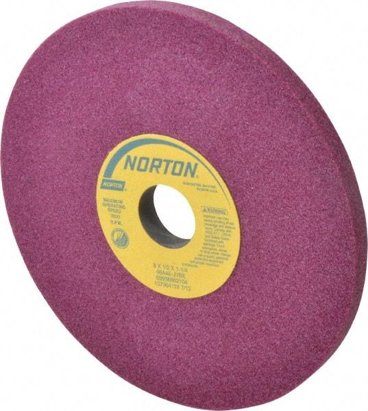 Norton - 8" Diam x 1-1/4" Hole x 1/2" Thick, J Hardness, 46 Grit Surface Grinding Wheel - Aluminum Oxide, Type 1, Coarse Grade, 3,600 Max RPM, Vitrified Bond, No Recess - Industrial Tool & Supply