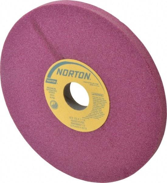 Norton - 8" Diam x 1-1/4" Hole x 1/2" Thick, K Hardness, 60 Grit Surface Grinding Wheel - Aluminum Oxide, Type 1, Medium Grade, 3,600 Max RPM, Vitrified Bond, No Recess - Industrial Tool & Supply